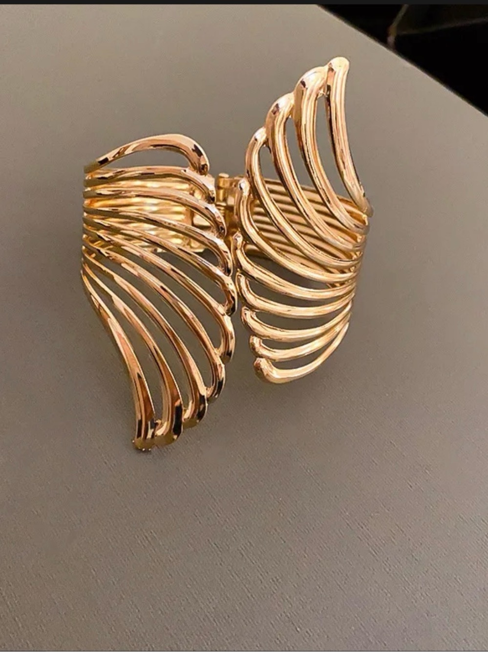 Gold Openwork Wing Cuff Bracelet - Women Jewelry